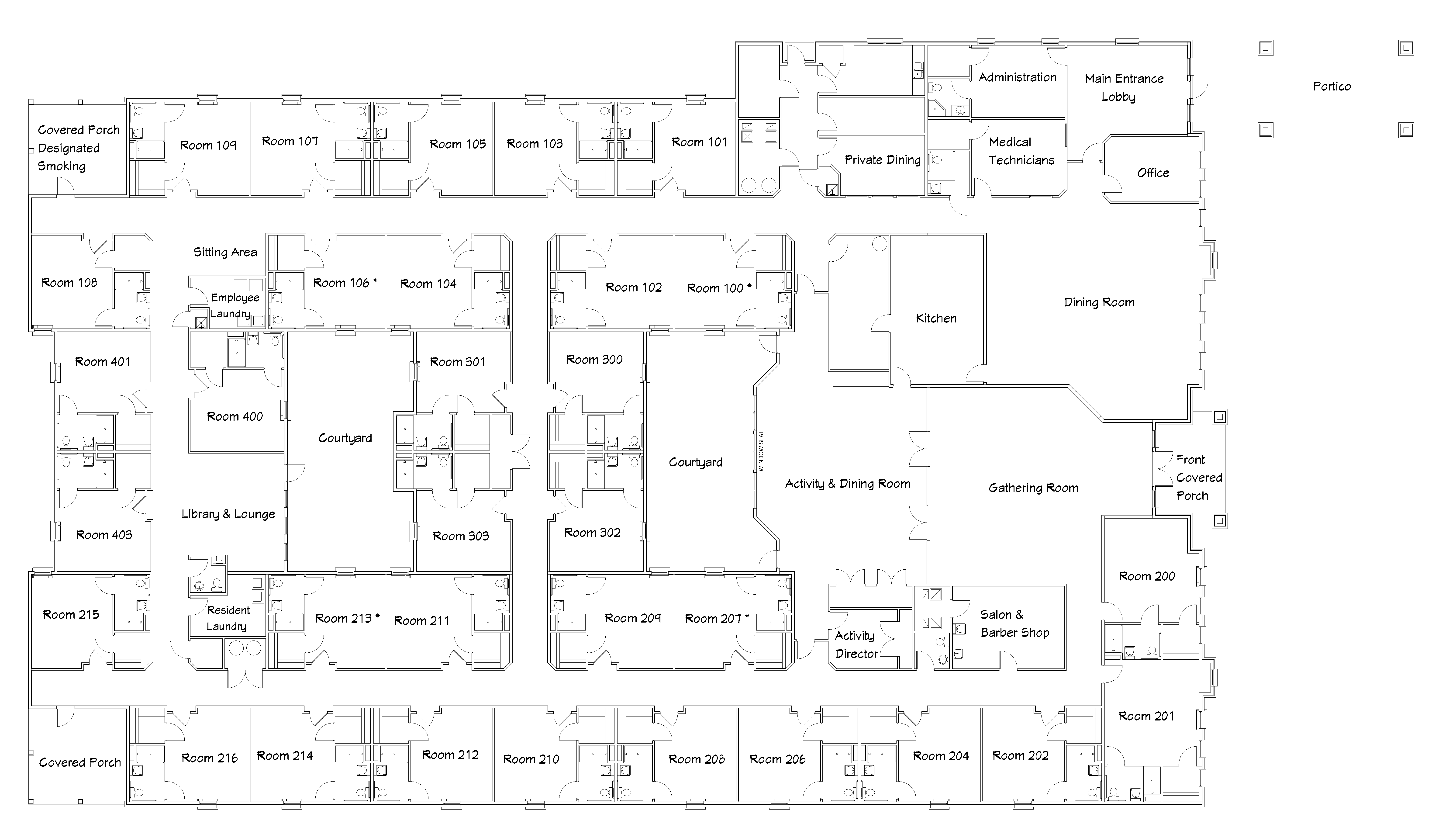 Floor Plan with Room Numbers